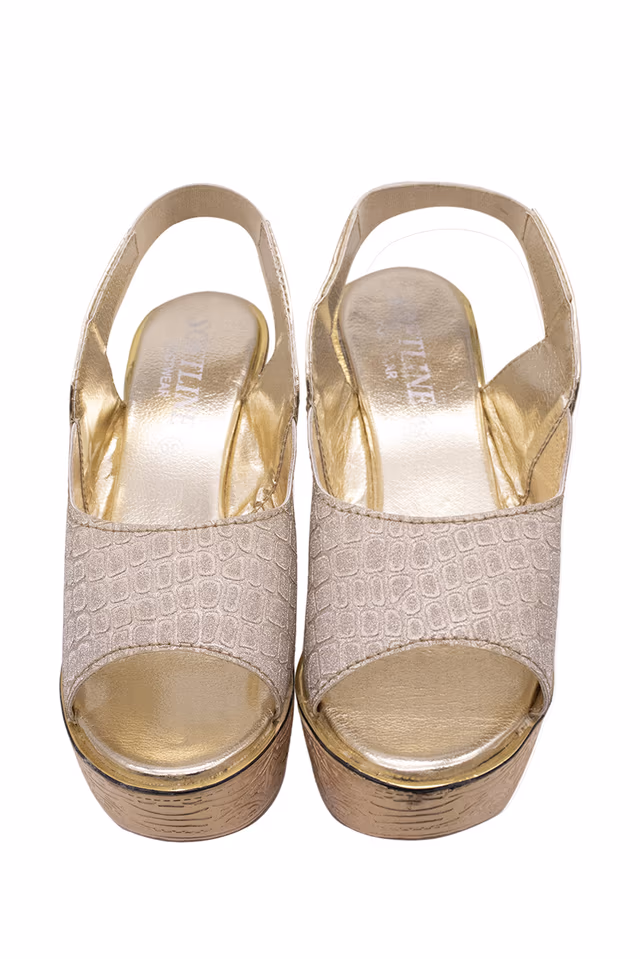 Shimmer gold solid wedges — rent in Calicut
