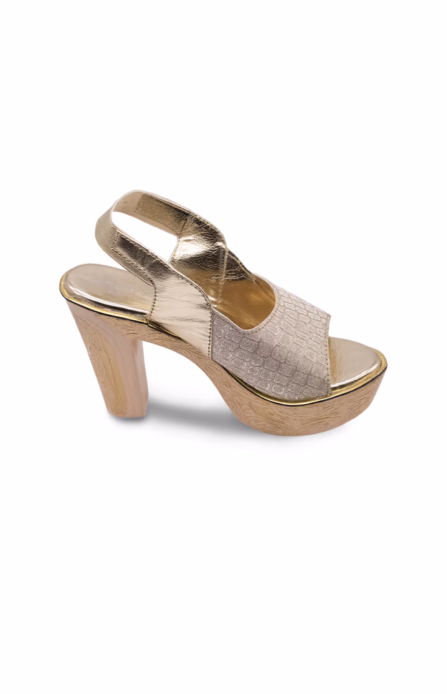 Shimmer gold solid wedges — back view, rent in Calicut