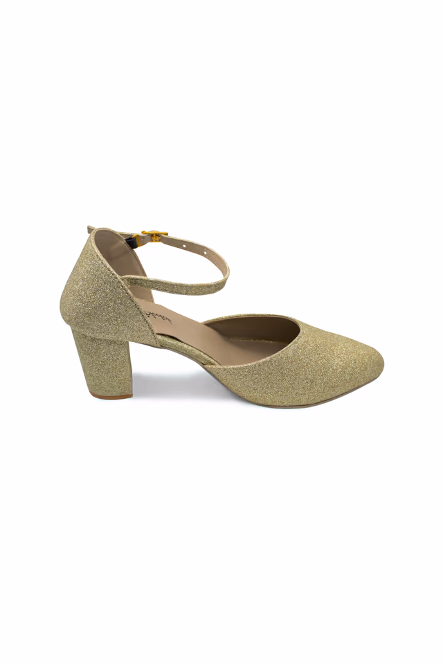 Women shimmer block heels — back view, rent in Bangalore